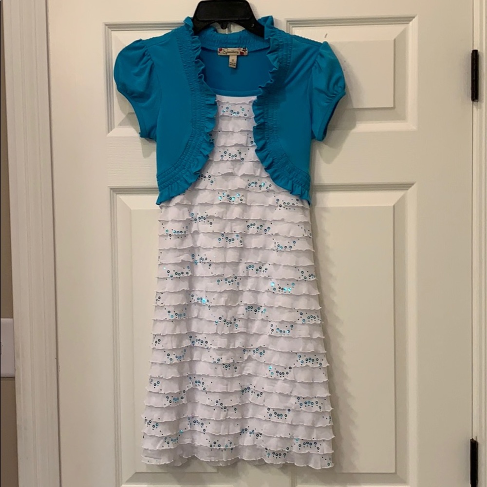 Girls Speechless Turquoise Sequin Accent Dress